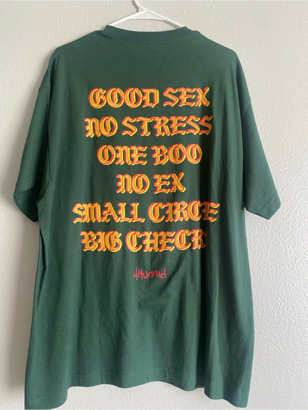 Forest Green Graphic Short-Sleeve Tee with Yellow & Red Lettering